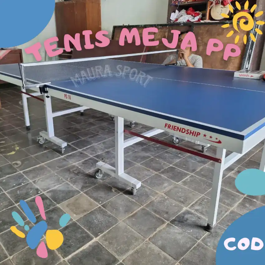 Tenis Meja Ping Pong MDF 15, Frame besar & Perlengkapan