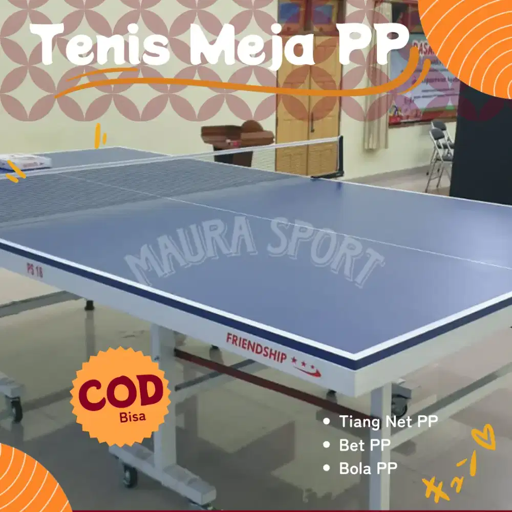 Meja Ping Pong/ Tenis Meja, Frame tebal & Perlengkapannya
