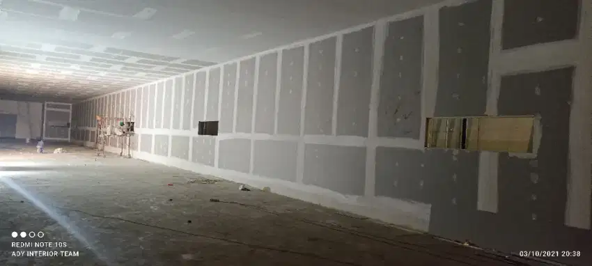 Partisi gypsum 2 sisi,, Rangka baja ringan yg kokoh tdk goyang + cat
