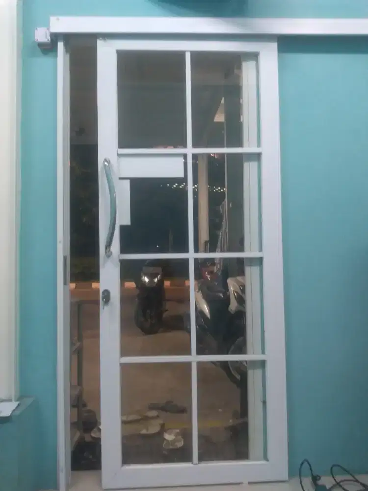 Pintu geser aluminium ornamen uk 215cm x 100cm harga terpasang COD
