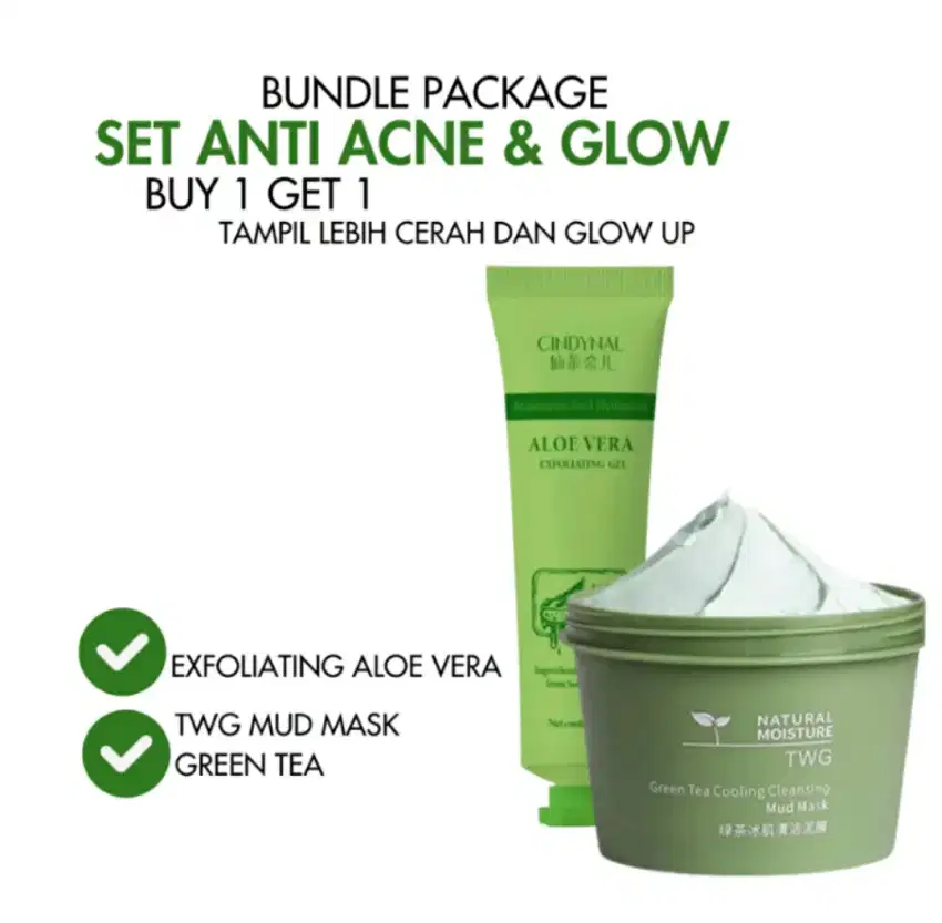 TWG Masker Green Tea Mud Mask+CINDYNAL Fruit Exfoliating Aloe Vera Gel