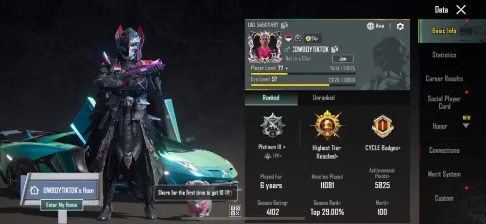 AKUN PUBG SULTAN X SUIT