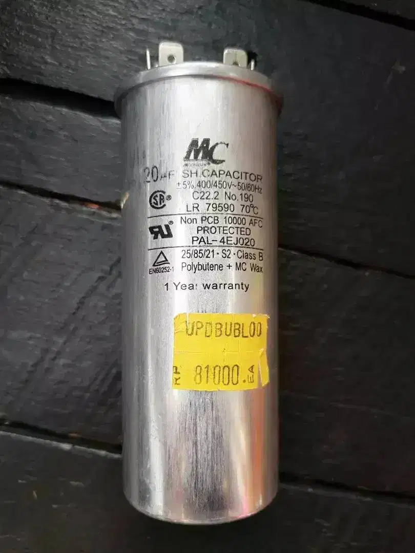 Kapasitor / Capacitor 20 mF LIKE NEW, termurah , u/ pompa & mesin cuci