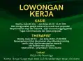 Dibutuhkan segera kasir dan terapis refleksi di binjai
