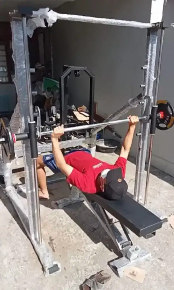 smith machine + bangku