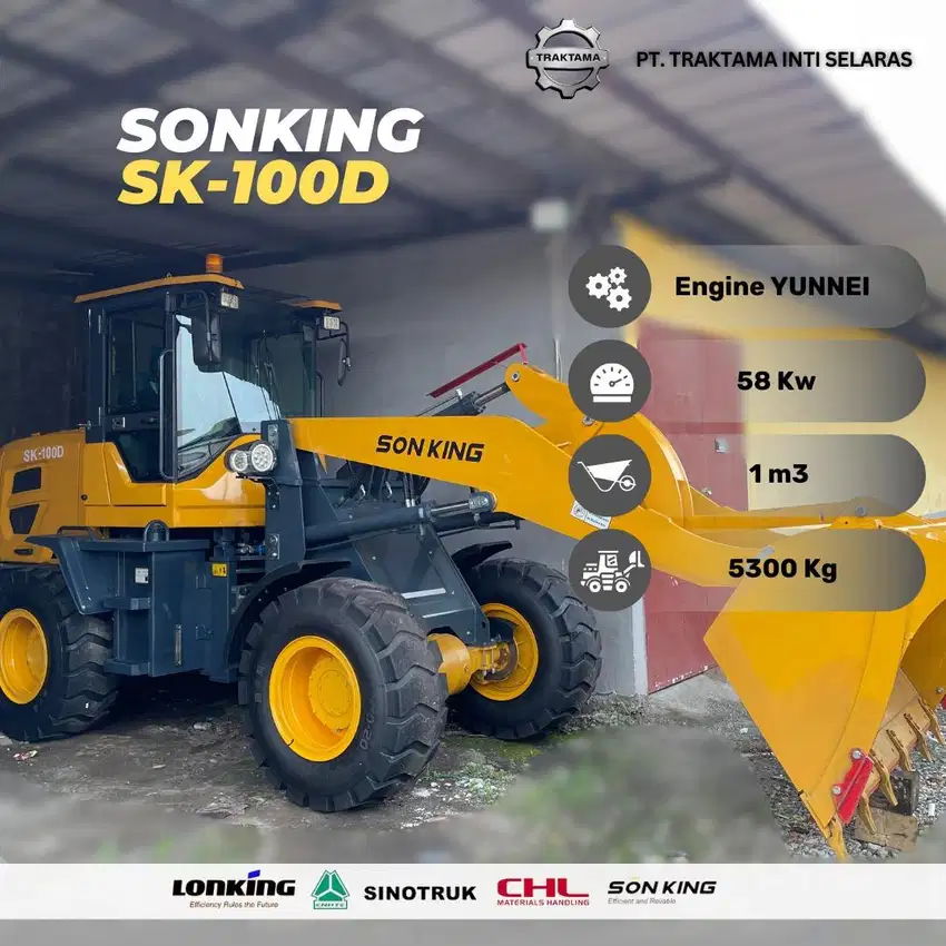 Wheel Loader Sonking SK-100 kapasitas 1 kubik & 1.2 kubik harga Promo