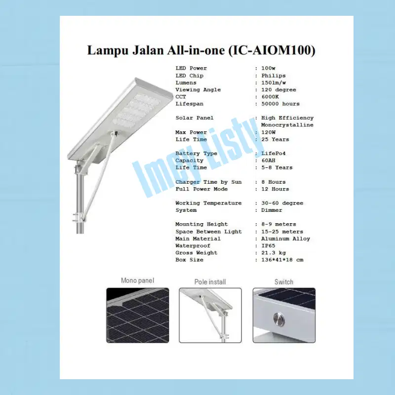 Lampu All In One Tenaga Surya ICOM IC-AIOM 100W