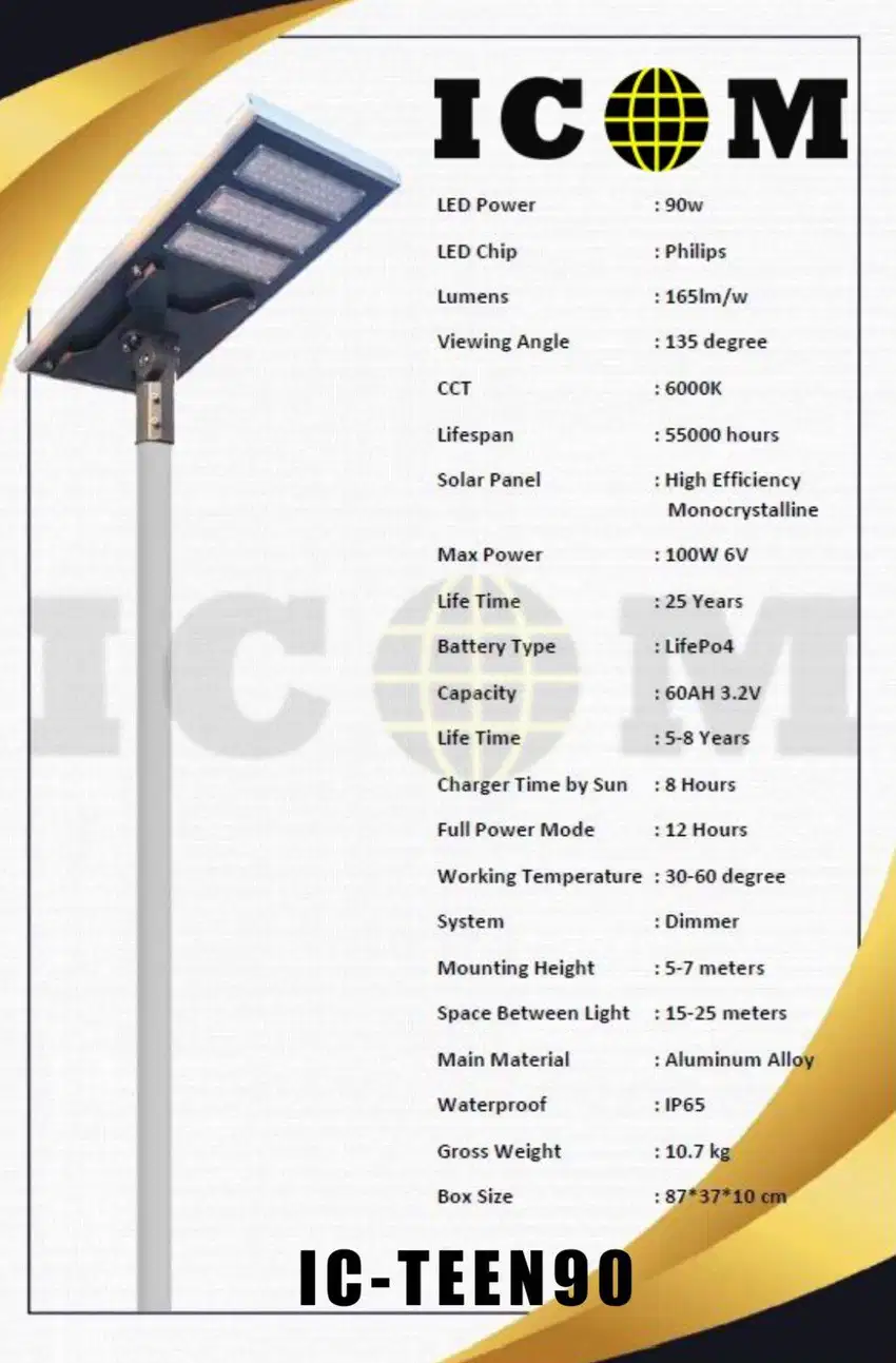 Lampu All In One ICOM IC-TEEN 90W Tenaga Surya