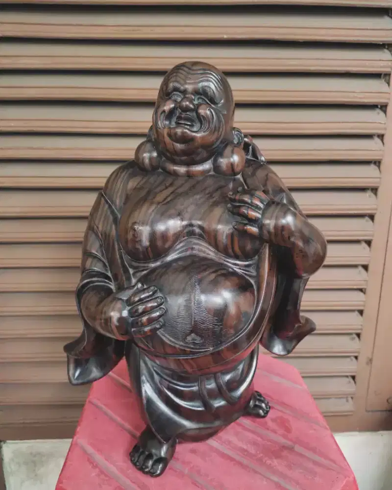 Pajangan antik Patung Buddha bahan kayu vintage Cina