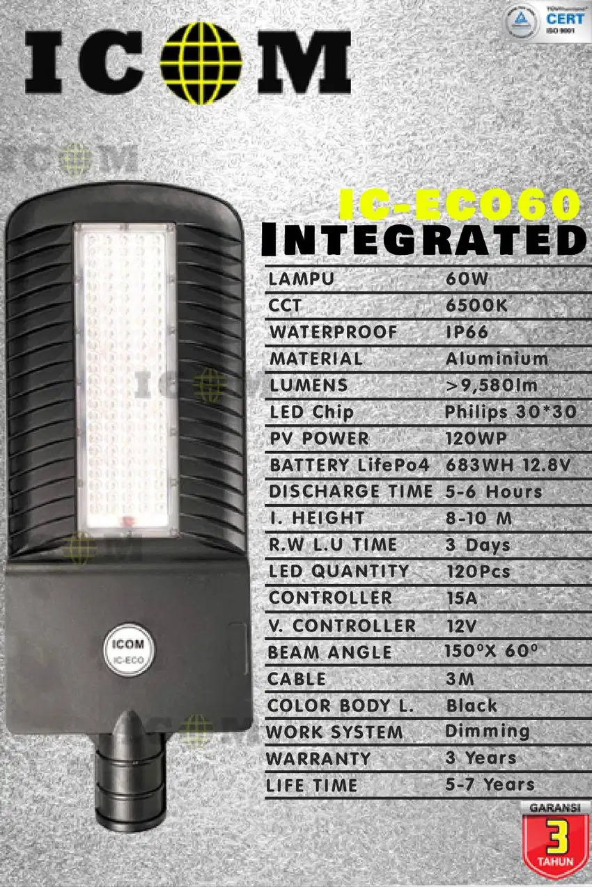 Lampu Solar Cell 2 in 1 ICOM IC-ECO 60W