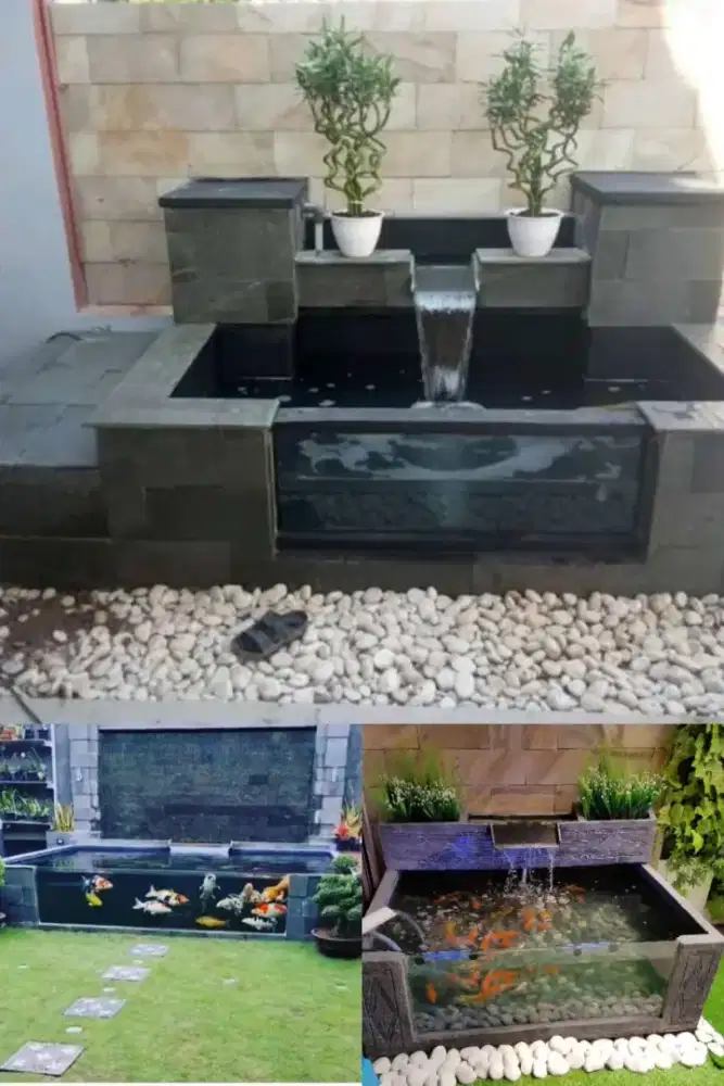 Pembuatan kolam ikan koi ,kolam mininalis