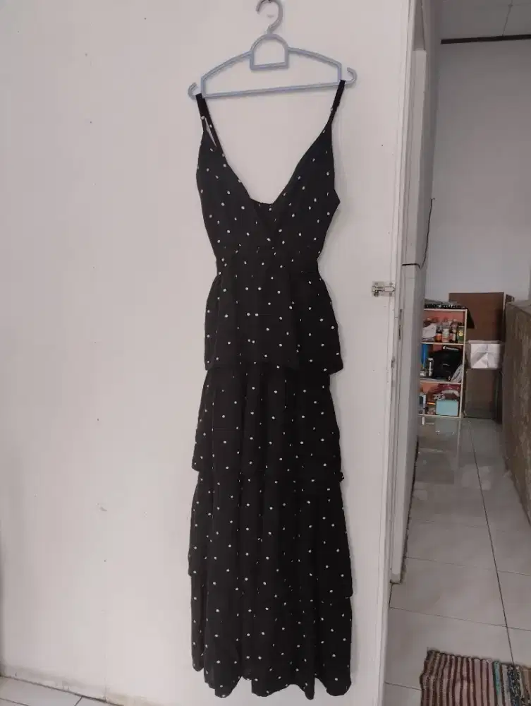 Dress Vintage Flare Polkadot Tanpa Lengan