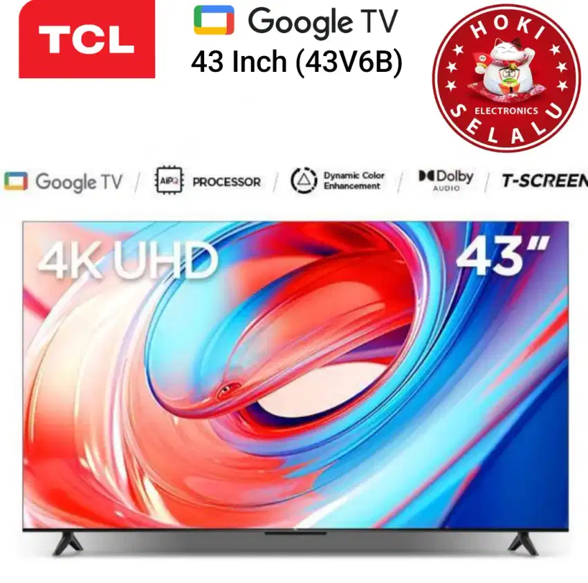 TCL Smart Google TV 43 Inch 43V6B 4K UHD HDR T Screen Dolby Digital TV