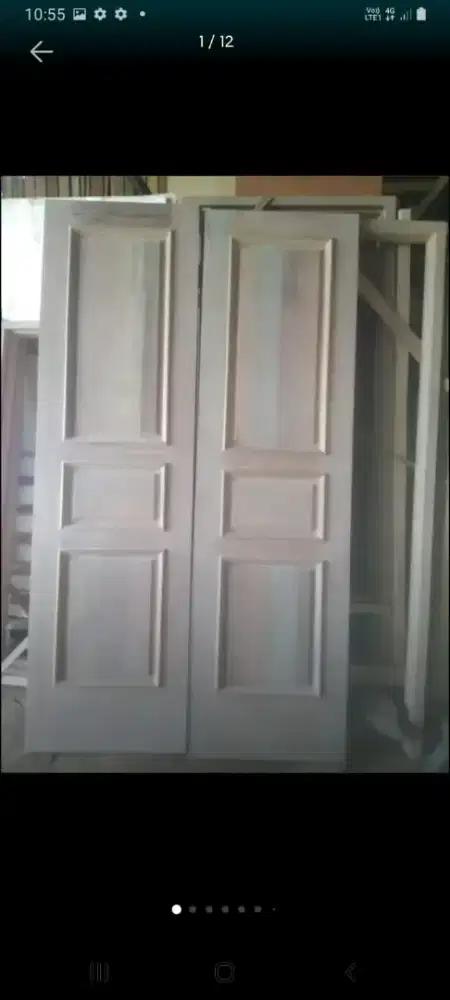 Kusen depan pintu doubel komplit jendela kanan kiri kayu kamper