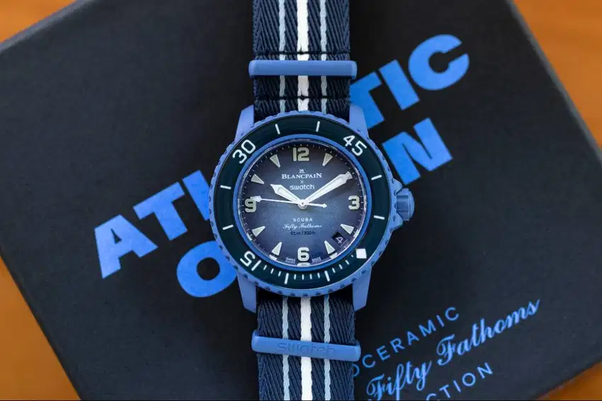 Swatch X Blancpain SO35A100 Fifty Fathoms Atlantic Ocean Scuba Blue