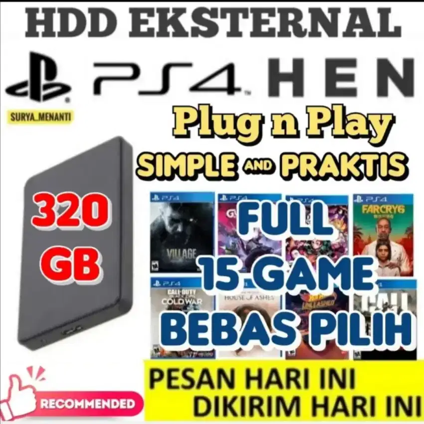 HDD GAME PS4 320GB (Baca Deskripsi) Terjangkau