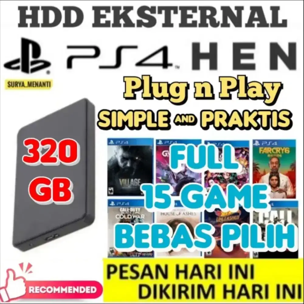 HDD PS4 320GB FULL GAME Harga Mrh SIAP DIKIRIM