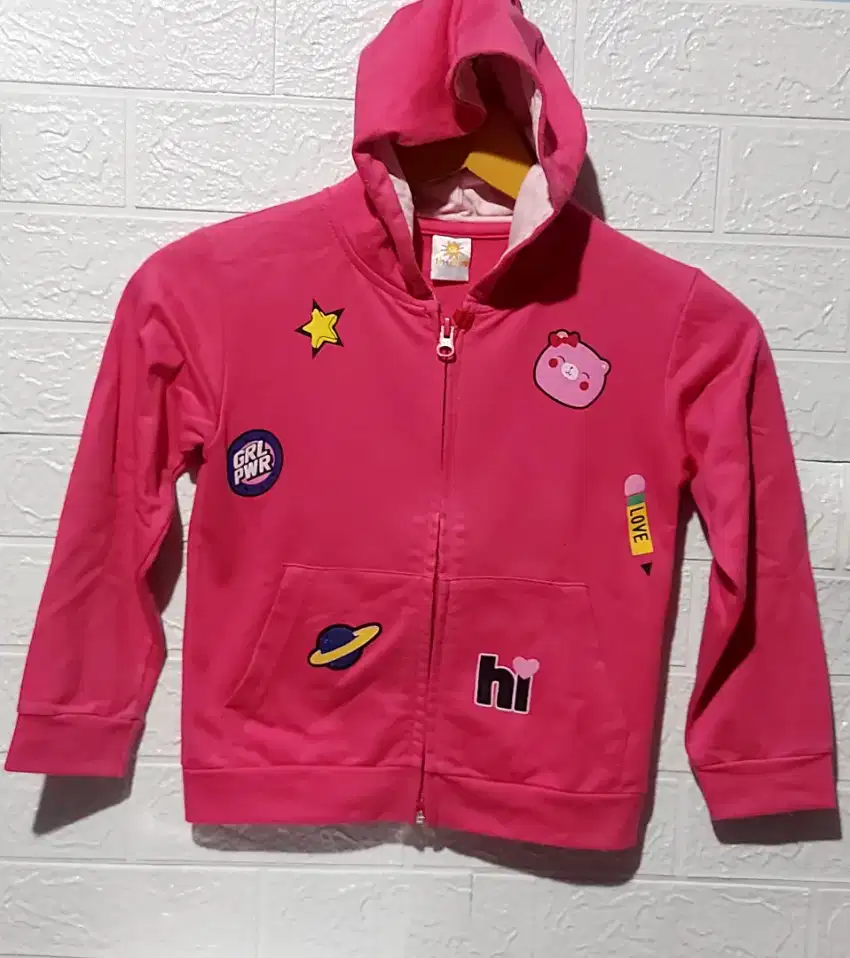 LITTLE M Jacket Pink HI GRL POWER LOVE