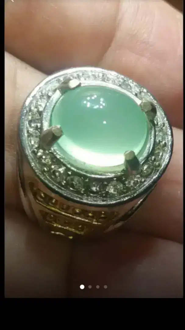 Jual Batu Cincin Light Green Chalcedony Crystal Good