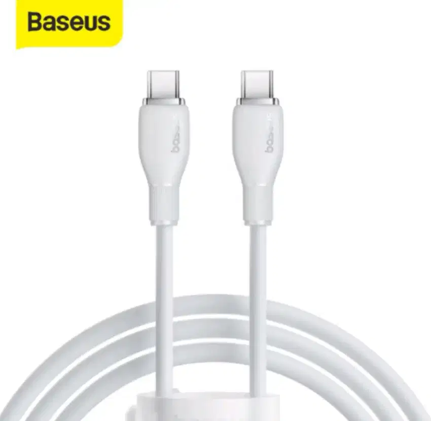Baseus Pudding Type-C to Type-C Upto 100W Putih Panjang 1,2m Ori