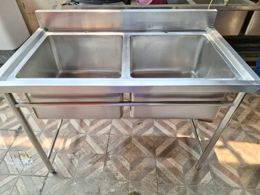 Sink doble stainless steel, sink 2 lubang