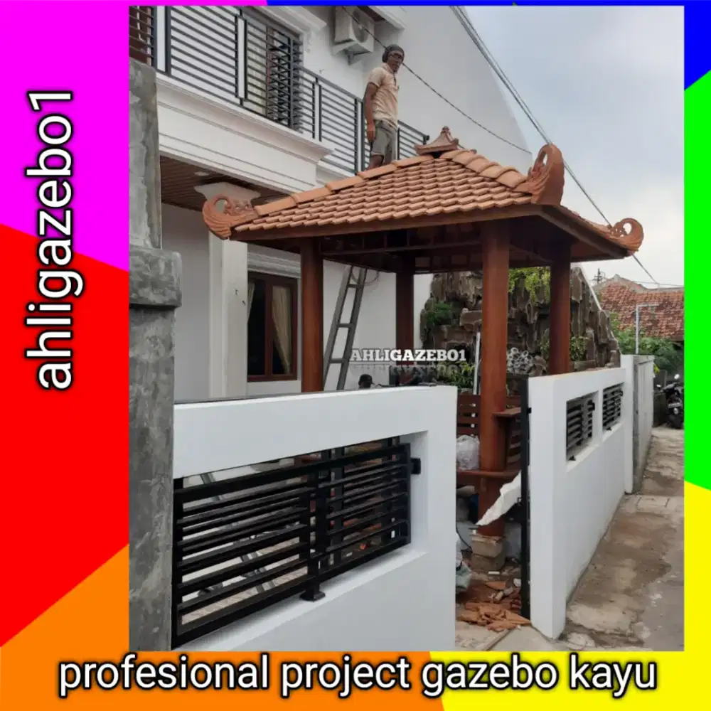 Gazebo / pasang gazebo / saung gazebo taman / rumah kayu