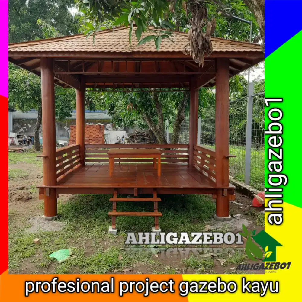 Gasebo / gazebo kayu / gazebo taman kelapa