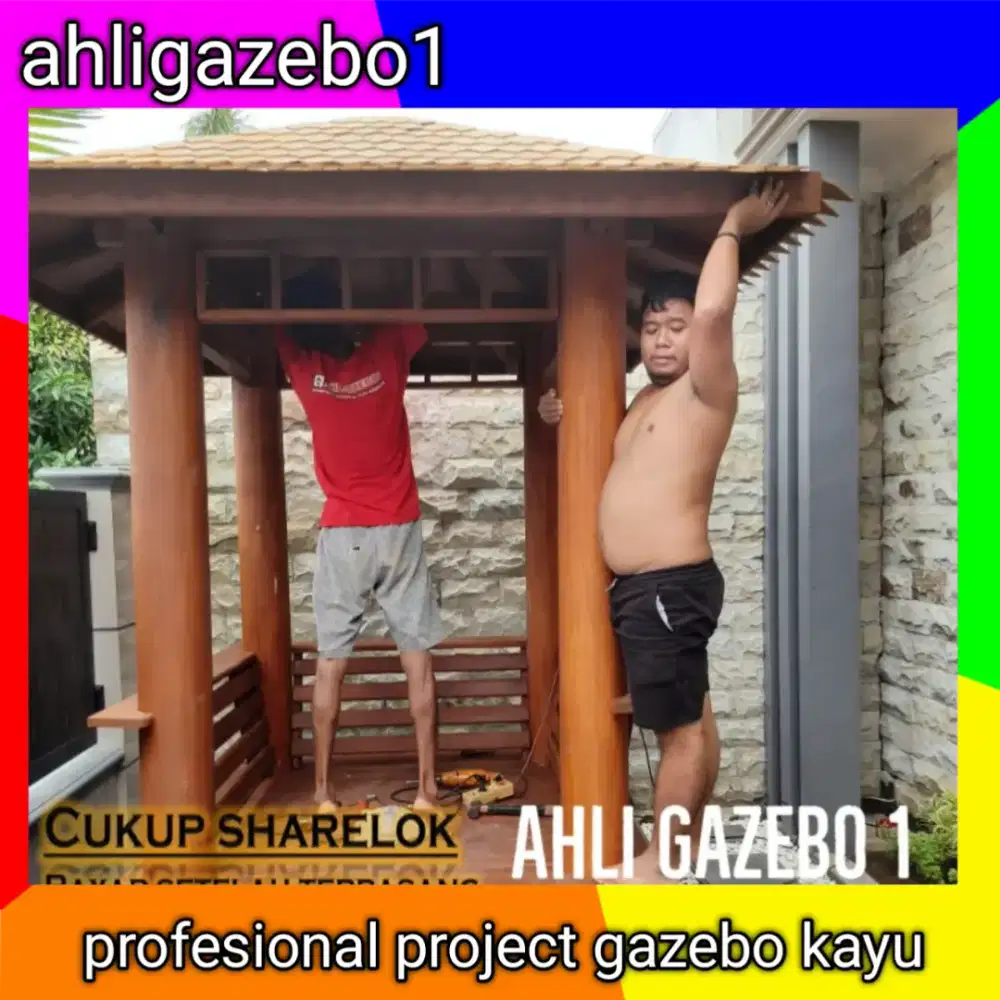 Gazebo kayu / gazebo taman murah / gazebo