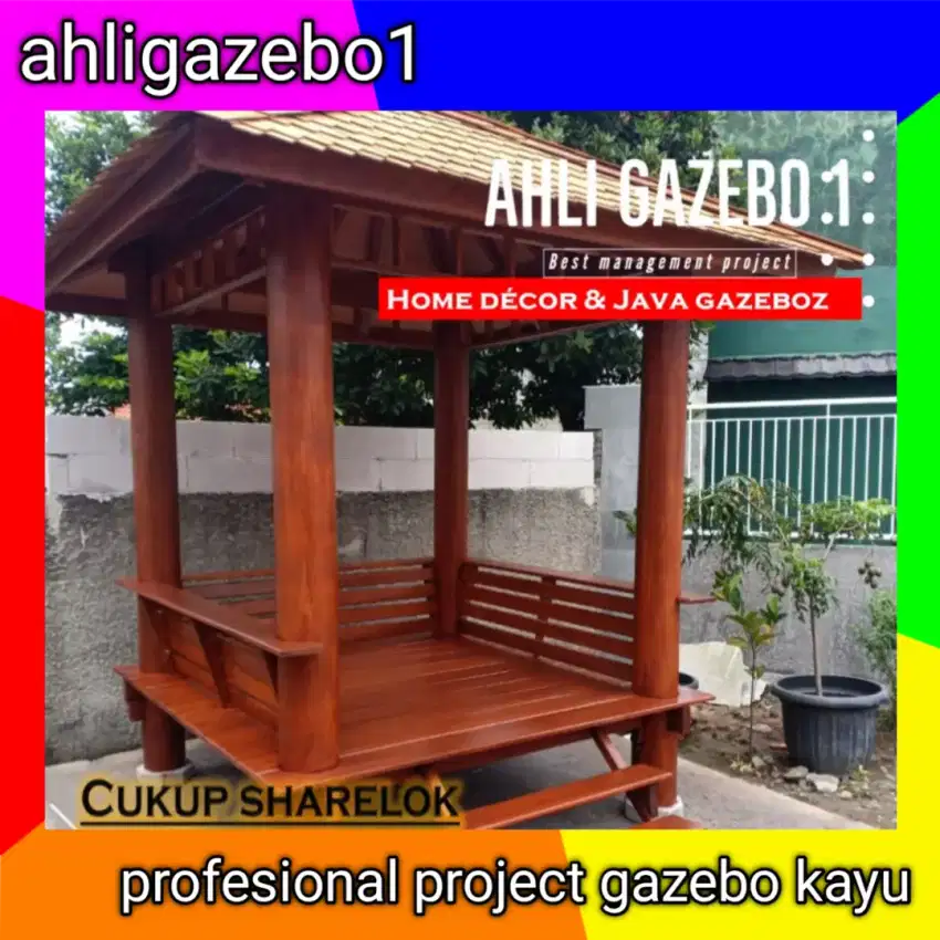 Gazebo / gazebo taman / saung gazebo kayu kelapa / saung gazebo