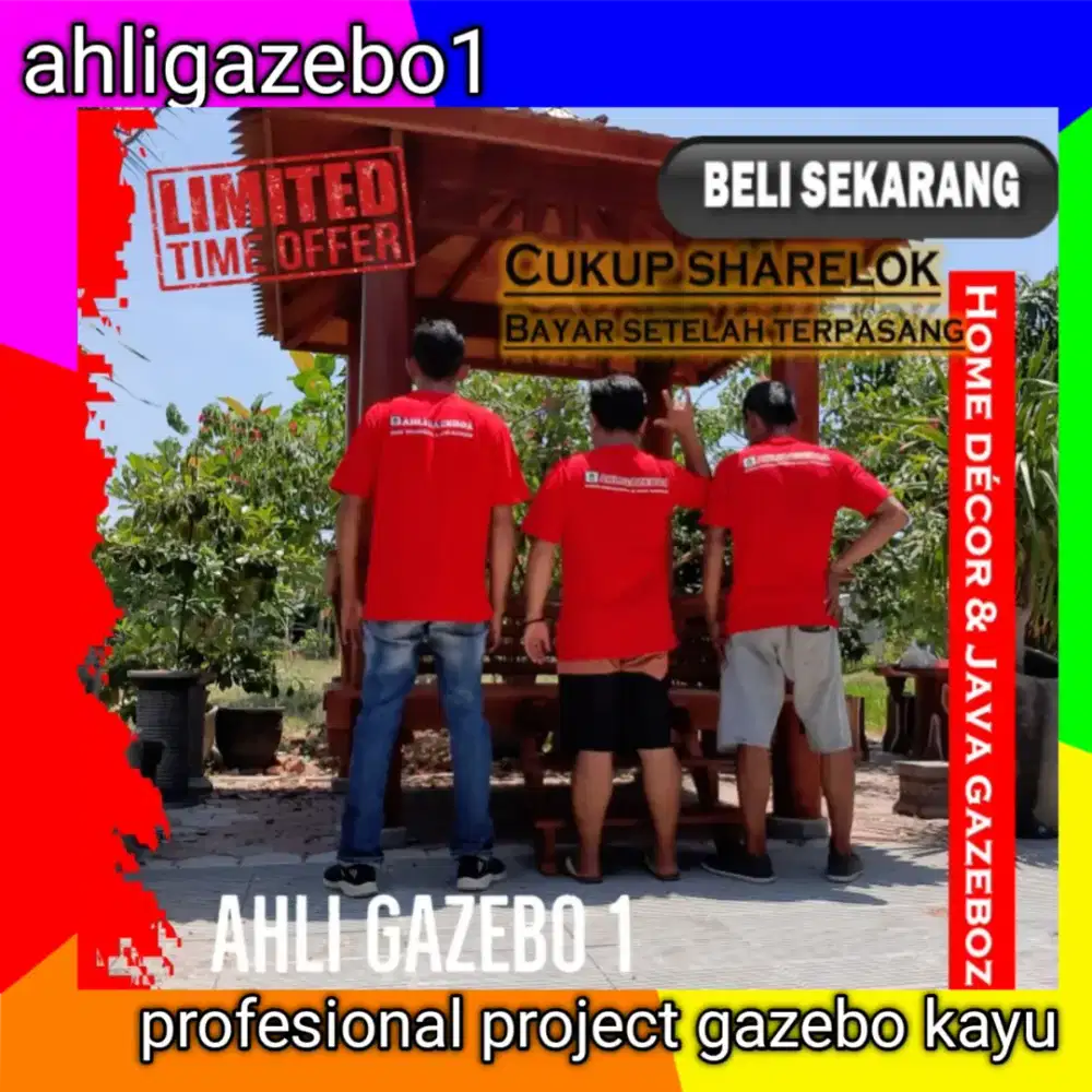 Gazebo kayu kelapa / gazebo taman / gazebo baru produksi