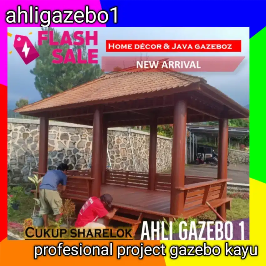 Gazebo kayu / gazebo kelapa tiga