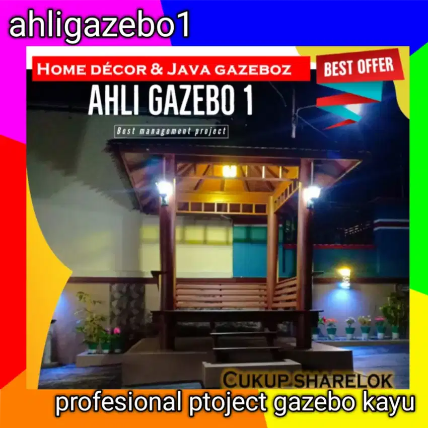 Gazebo kayu / gazebo taman / gazebo hlugu / gasebo kelapa