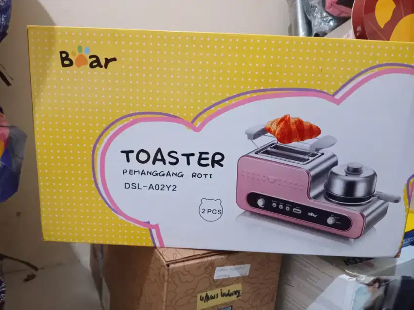 bear alat pemanggang roti serbaguna_toaster & fryer puple 3 in 1