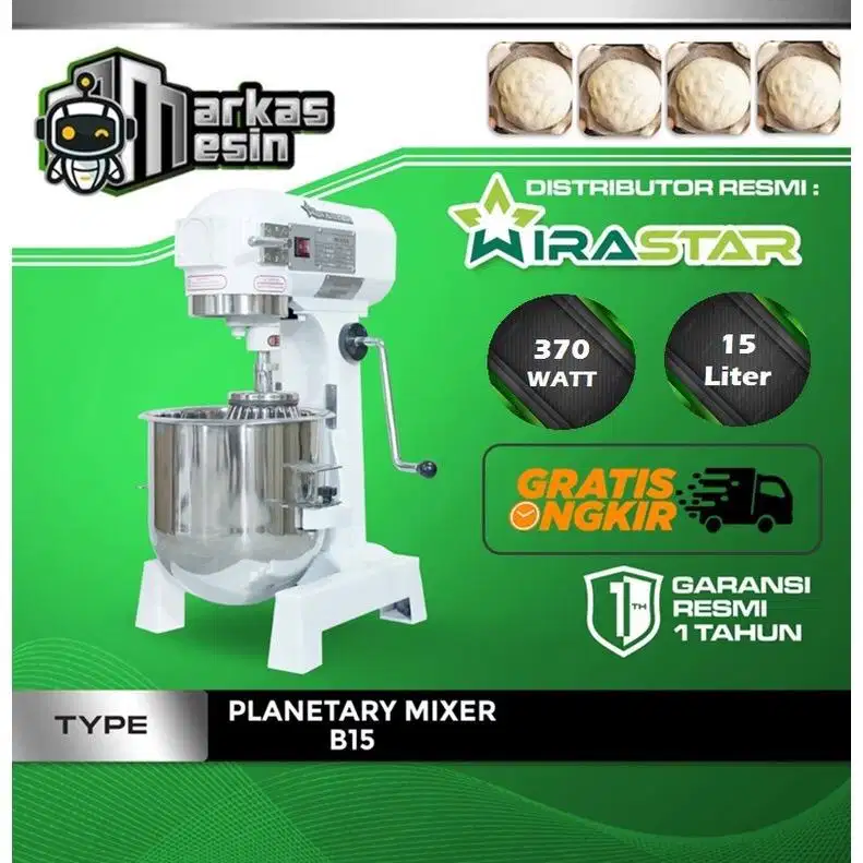 Planetary mixer pengaduk adonan 15 liter