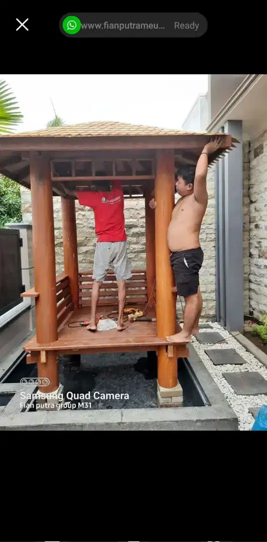 Gazebo kayu / free pasang gazebo taman