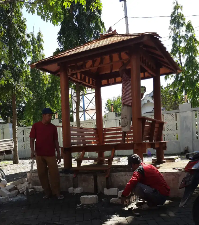 Gazebo kayu / gazebo taman / gazebo kelapa / jual gazebo kayu