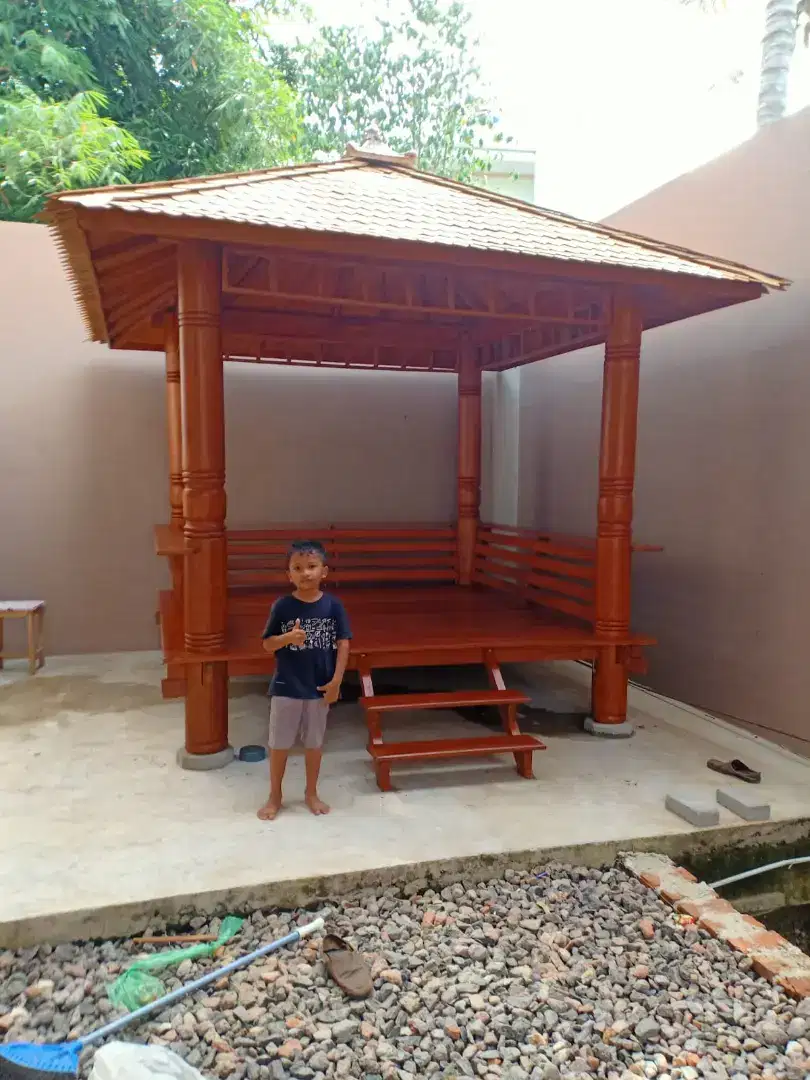 Gazebo kayu kelapa / gasebo taman / gazebo minimalis / saung gasebo