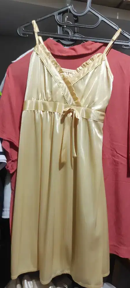 Baju tidur terusan dress warna kuning