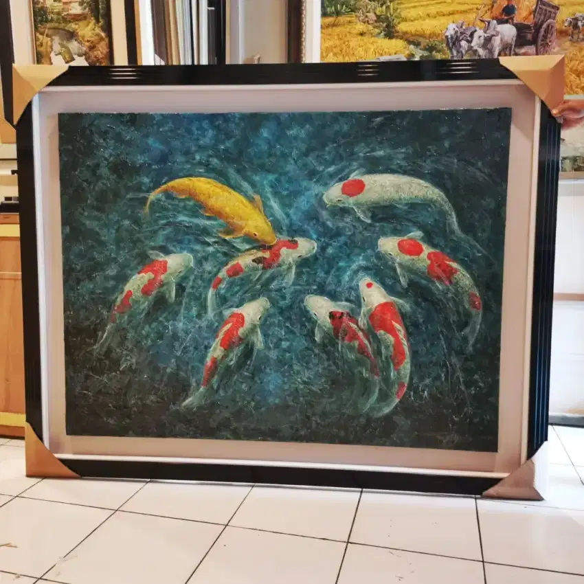 Lukisan Cat Acrylic 8 Koi