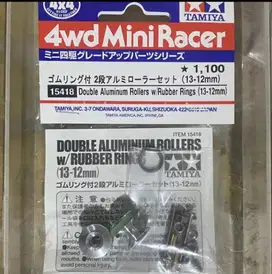 tamiya 15418 double aluminum rollers w/ rubber rings (13-12mm)