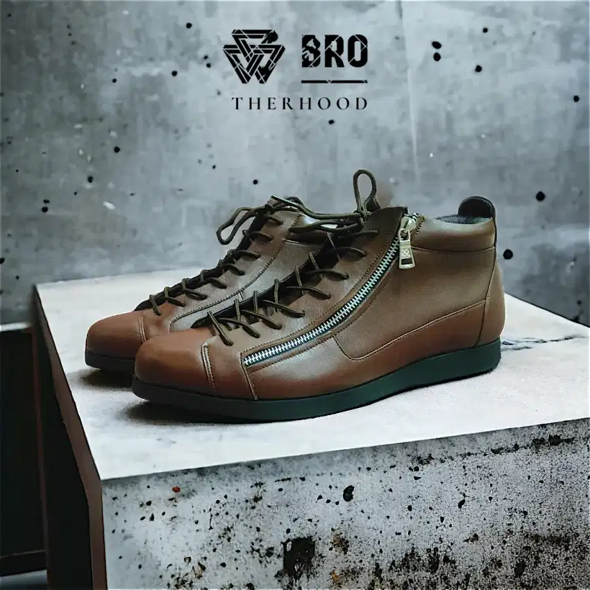 Sepatu formal dan non formal kulit sapi asli boston paris brown