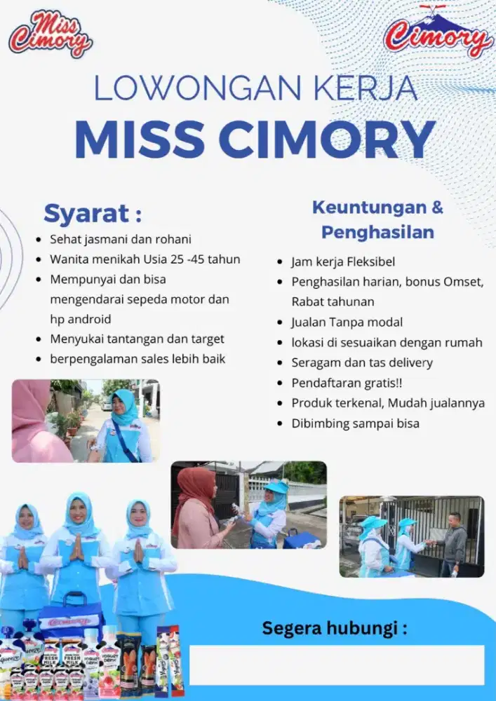 Sales Motoris Miss Cimory Pusponjolo Semarang