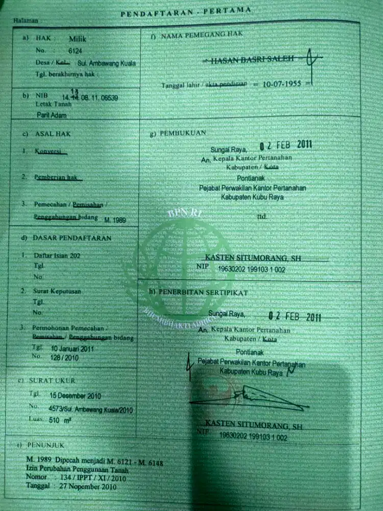 Dijual Tanah Kavling 510m2, Sui. Ambawang, Pontianak
