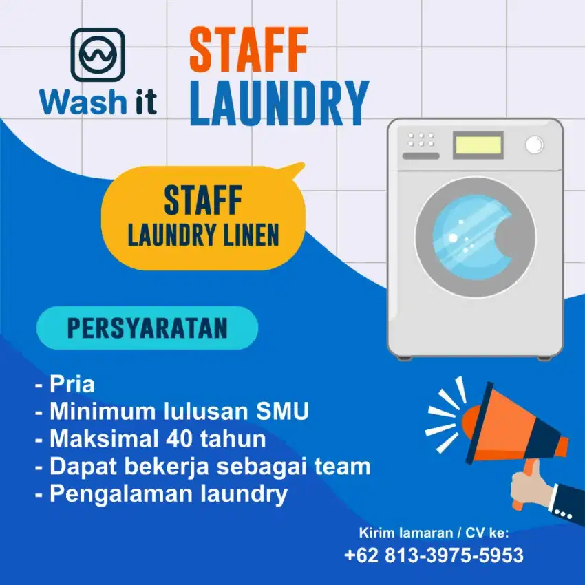 Dicari karyawan laundry Hotel