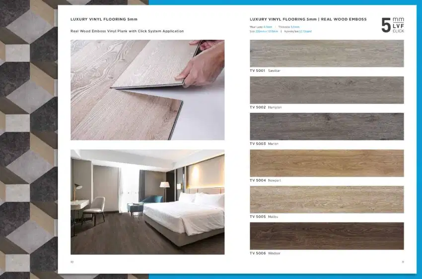 SPC Flooring TACO Lantai Tebal 5mm Sistem Click Volume 2,29m2/box