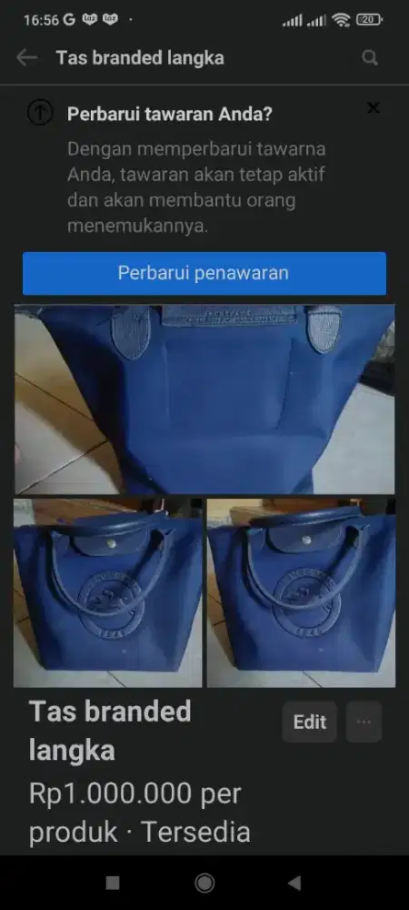 Tas longcham 1948 sije besar
