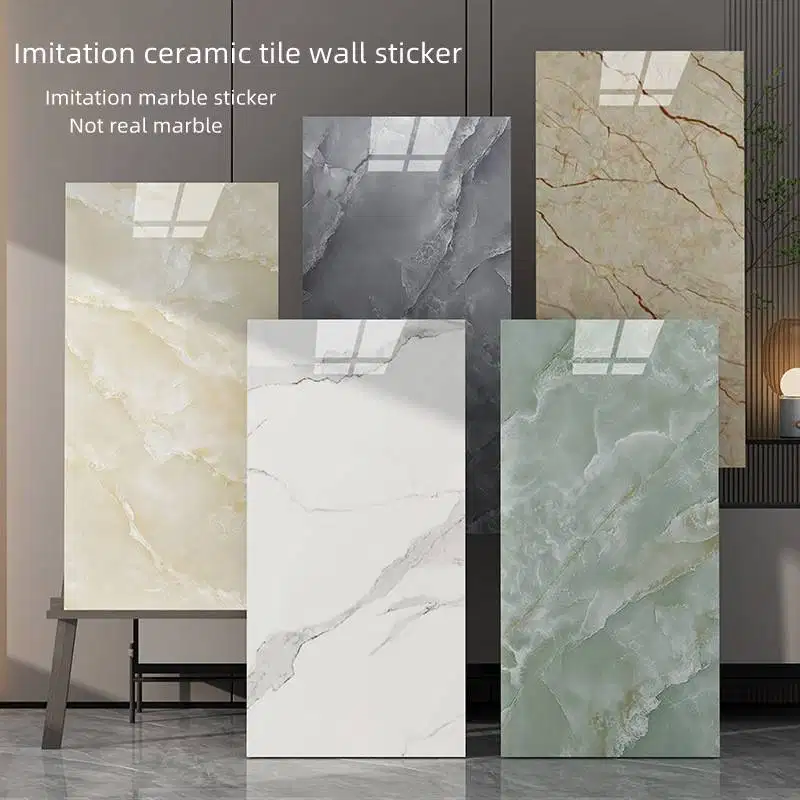 Wallpaper Dinding Vinyl Marble Lantai Vinyl Marmer Aluminium 30x60 cm