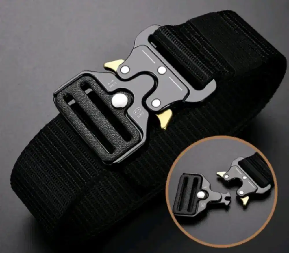 Promo Abisin Stok Lama Tali Ikat Pinggang Canvas Tactical 125cm Hitam