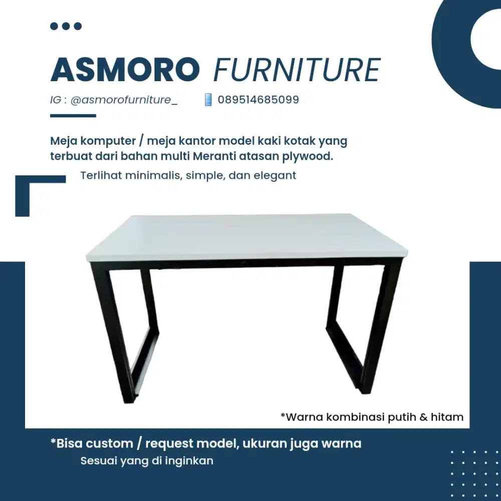 Meja kantor kaki kotak murah