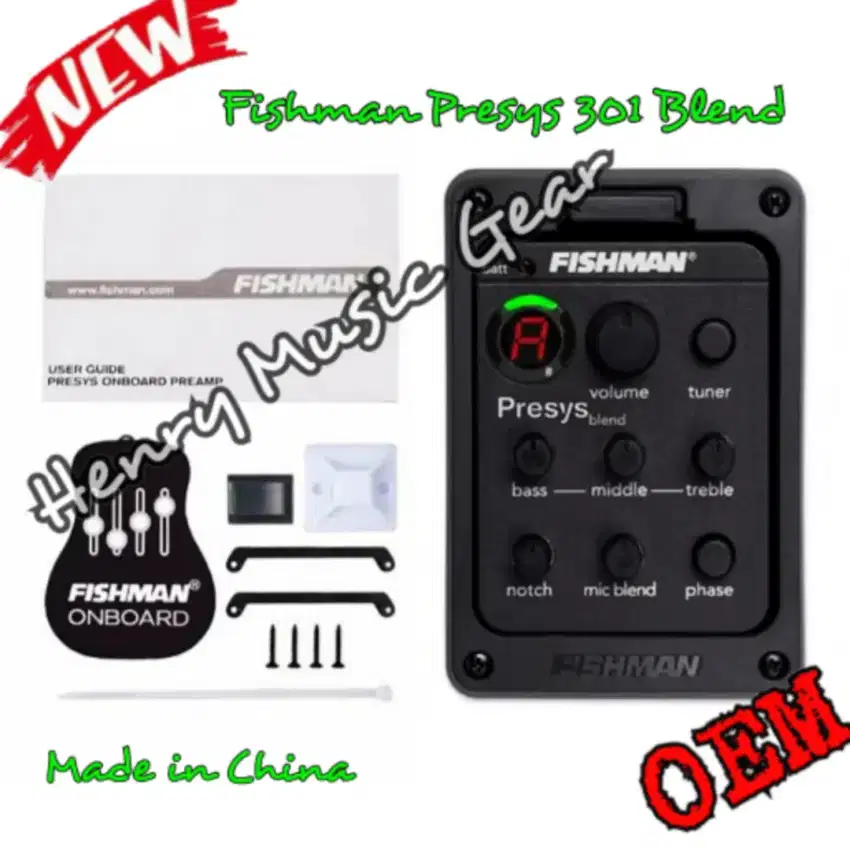 Fishman Presys Blend 301 Pre Amp Gitar Akustik OEM Bergaransi BARU